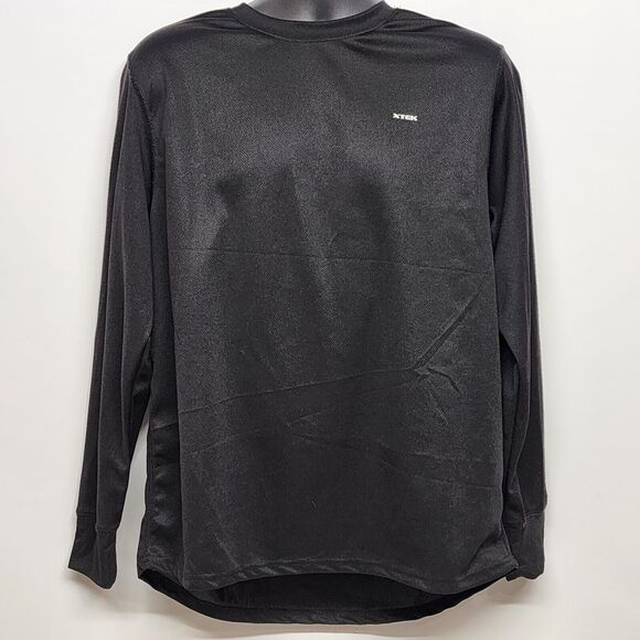 XTEK Black Men's T-Shirt XL Long Sleeve 100% Polyester Crew Neck Layering - Picture 1 of 7